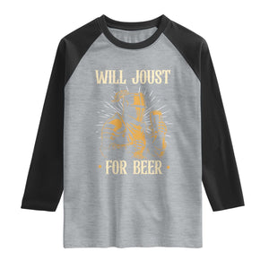 Funny Medieval Knight Drinking Festival Humor Raglan Shirt Will Joust For Beer Renaissance Faire