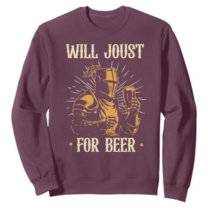 Funny Medieval Knight Drinking Festival Humor Sweatshirt Will Joust For Beer Renaissance Faire