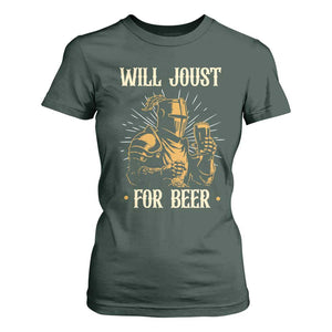 Funny Medieval Knight Drinking Festival Humor T Shirt For Women Will Joust For Beer Renaissance Faire
