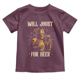 Funny Medieval Knight Drinking Festival Humor Toddler T Shirt Will Joust For Beer Renaissance Faire