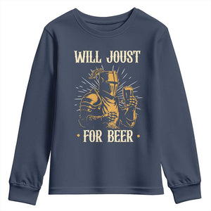 Funny Medieval Knight Drinking Festival Humor Youth Sweatshirt Will Joust For Beer Renaissance Faire