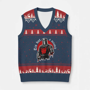 Funny One Arm Knight Medieval V-Neck Knit Sweater Vest Tis But A Scratch Classic Dark Humor Parody