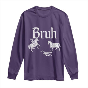 Funny Bruh Medieval Jousting Fallen Knight Graphic Long Sleeve Shirt Sarcastic Renaissance Faire Meme