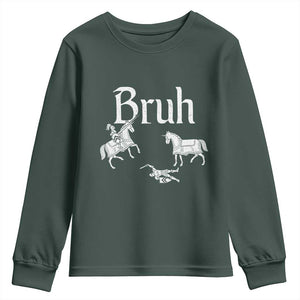 Funny Bruh Medieval Jousting Fallen Knight Graphic Youth Sweatshirt Sarcastic Renaissance Faire Meme