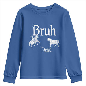 Funny Bruh Medieval Jousting Fallen Knight Graphic Youth Sweatshirt Sarcastic Renaissance Faire Meme