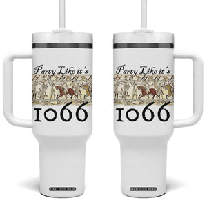 Funny Medieval Humor Battle of Hastings Tumbler With Handle Party Like Its 1066 Historic Bayeux Tapestry Graphic