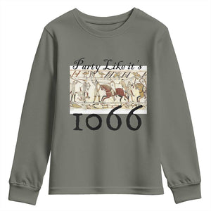 Funny Medieval Humor Battle of Hastings Youth Sweatshirt Party Like Its 1066 Historic Bayeux Tapestry Graphic