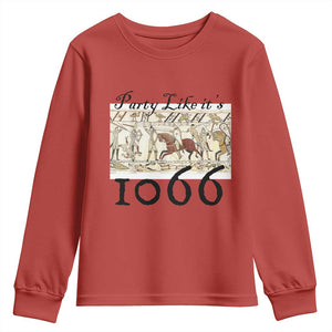 Funny Medieval Humor Battle of Hastings Youth Sweatshirt Party Like Its 1066 Historic Bayeux Tapestry Graphic