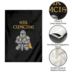 Funny Sir Cumcise Kneeling Knight Graphic Garden Flag Sarcastic Wordplay Medieval Dark Adult Humor