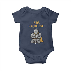 Funny Sir Cumcise Kneeling Knight Graphic Baby Onesie Sarcastic Wordplay Medieval Dark Adult Humor
