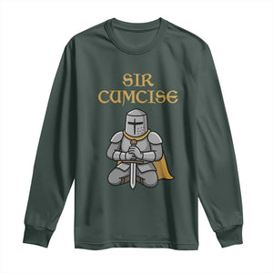 Funny Sir Cumcise Kneeling Knight Graphic Long Sleeve Shirt Sarcastic Wordplay Medieval Dark Adult Humor