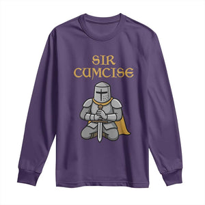 Funny Sir Cumcise Kneeling Knight Graphic Long Sleeve Shirt Sarcastic Wordplay Medieval Dark Adult Humor