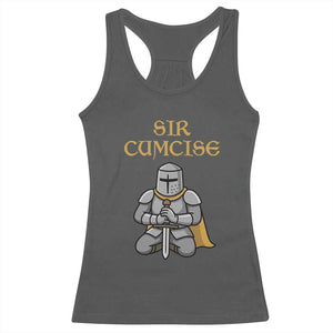 Funny Sir Cumcise Kneeling Knight Graphic Racerback Tank Top Sarcastic Wordplay Medieval Dark Adult Humor