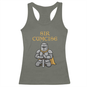 Funny Sir Cumcise Kneeling Knight Graphic Racerback Tank Top Sarcastic Wordplay Medieval Dark Adult Humor