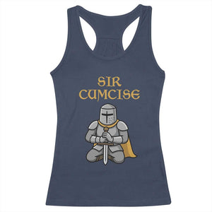 Funny Sir Cumcise Kneeling Knight Graphic Racerback Tank Top Sarcastic Wordplay Medieval Dark Adult Humor