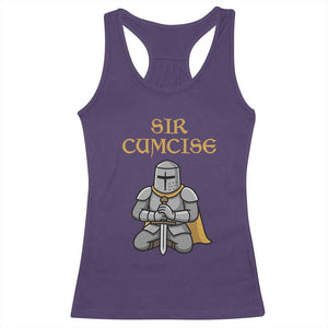 Funny Sir Cumcise Kneeling Knight Graphic Racerback Tank Top Sarcastic Wordplay Medieval Dark Adult Humor