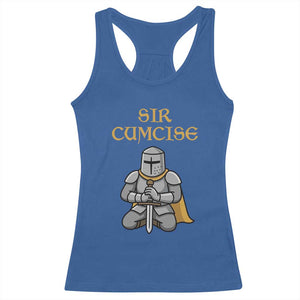 Funny Sir Cumcise Kneeling Knight Graphic Racerback Tank Top Sarcastic Wordplay Medieval Dark Adult Humor