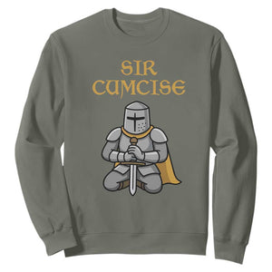 Funny Sir Cumcise Kneeling Knight Graphic Sweatshirt Sarcastic Wordplay Medieval Dark Adult Humor