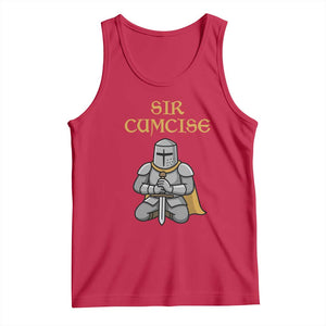 Funny Sir Cumcise Kneeling Knight Graphic Tank Top Sarcastic Wordplay Medieval Dark Adult Humor