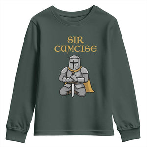 Funny Sir Cumcise Kneeling Knight Graphic Youth Sweatshirt Sarcastic Wordplay Medieval Dark Adult Humor