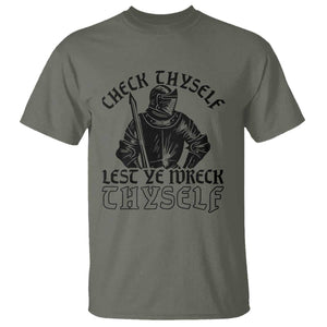 Funny Medieval Hip Hop Old English Parody T Shirt Check Thyself Lest Ye Wreck Thyself