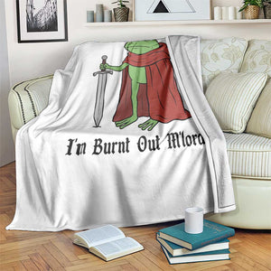 Funny Medieval Frog Knight Fantasy Sword Meme Throw Blanket Im Burnt Out Mlord Fantasy Meme