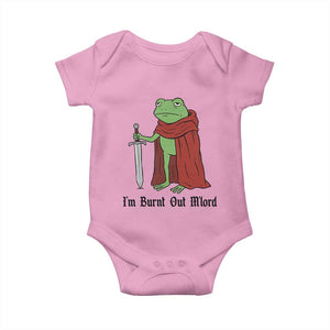 Funny Medieval Frog Knight Fantasy Sword Meme Baby Onesie Im Burnt Out Mlord Fantasy Meme