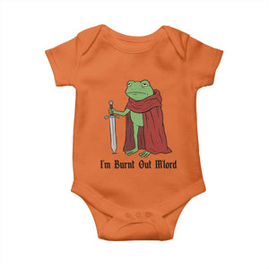 Funny Medieval Frog Knight Fantasy Sword Meme Baby Onesie Im Burnt Out Mlord Fantasy Meme
