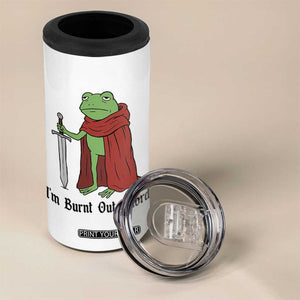 Funny Medieval Frog Knight Fantasy Sword Meme 4 in 1 Can Cooler Tumbler Im Burnt Out Mlord Fantasy Meme