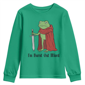 Funny Medieval Frog Knight Fantasy Sword Meme Youth Sweatshirt Im Burnt Out Mlord Fantasy Meme