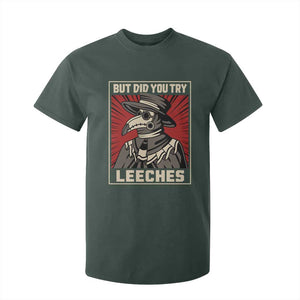 Funny Plague Doctor History Humor T Shirt For Kid But Did You Try Leeches Retro Woodcut Graphic