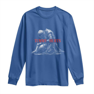 Funny Tummy Hurts Knight Graphic Long Sleeve Shirt Warrior Medieval Sarcastic Dark Fantasy Slumped Renaissance Meme