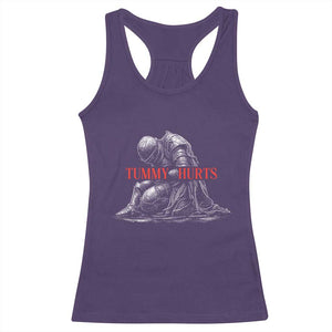 Funny Tummy Hurts Knight Graphic Racerback Tank Top Warrior Medieval Sarcastic Dark Fantasy Slumped Renaissance Meme