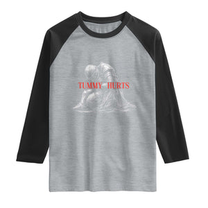 Funny Tummy Hurts Knight Graphic Raglan Shirt Warrior Medieval Sarcastic Dark Fantasy Slumped Renaissance Meme
