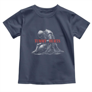 Funny Tummy Hurts Knight Graphic Toddler T Shirt Warrior Medieval Sarcastic Dark Fantasy Slumped Renaissance Meme