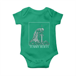 Dramatic Tummy Hurts Kneeling Knight Graphic Baby Onesie Funny Medieval Sarcastic Renaissance Fantasy Meme