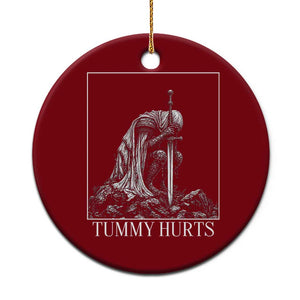 Dramatic Tummy Hurts Kneeling Knight Graphic Ceramic Ornament Funny Medieval Sarcastic Renaissance Fantasy Meme
