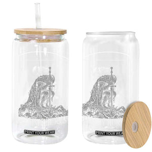 Dramatic Tummy Hurts Kneeling Knight Graphic Glass Can Funny Medieval Sarcastic Renaissance Fantasy Meme