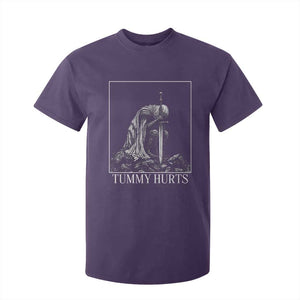Dramatic Tummy Hurts Kneeling Knight Graphic T Shirt For Kid Funny Medieval Sarcastic Renaissance Fantasy Meme