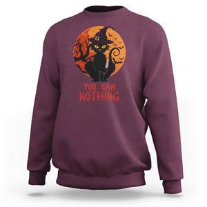 Halloween Black Cat Sweatshirt You Saw Nothing Funny Cat Witch TS02 Printyourwear