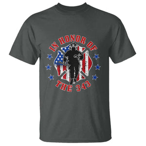 Firefighter Memorial In Honor Of The 343 Maltese Cross Graphic T Shirt Patriotic 9 11 Memorial Tribute TS02 Dark Heather Print Your Wear
