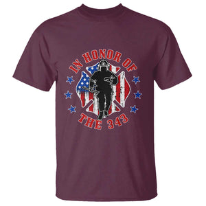 Firefighter Memorial In Honor Of The 343 Maltese Cross Graphic T Shirt Patriotic 9 11 Memorial Tribute TS02 Maroon Print Your Wear