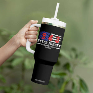 Firefighter Memorial 343 Never Forget American Flag Tumbler With Handle 25th Anniversary Patriotic Honor 9 11 Tribute