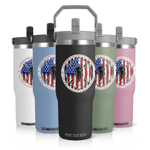 Commemoration Tribute Fallen Firefighters 9 11 Memorial Flip Straw Tumbler Maltese Cross Patriotic Honor Fallen Brothers