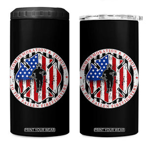 Commemoration Tribute Fallen Firefighters 9 11 Memorial 4 in 1 Can Cooler Tumbler Maltese Cross Patriotic Honor Fallen Brothers