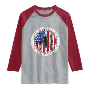 Commemoration Tribute Fallen Firefighters 9 11 Memorial Raglan Shirt Maltese Cross Patriotic Honor Fallen Brothers TS02 Heather Gray Heather Red Print Your Wear