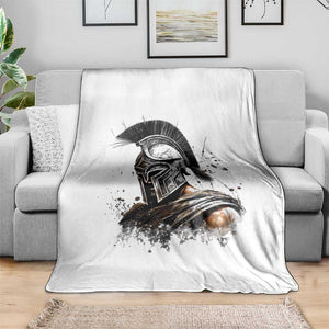 Ancient Spartan Warrior Watercolor Splatter Graphic Throw Blanket Greek Mythology Enthusiast History Gift
