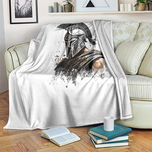 Ancient Spartan Warrior Watercolor Splatter Graphic Throw Blanket Greek Mythology Enthusiast History Gift