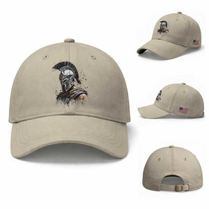 Ancient Spartan Warrior Watercolor Splatter Graphic Baseball Cap Greek Mythology Enthusiast History Gift