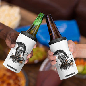 Ancient Spartan Warrior Watercolor Splatter Graphic 4 in 1 Can Cooler Tumbler Greek Mythology Enthusiast History Gift